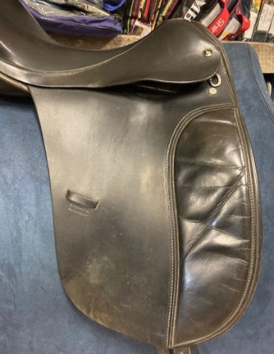 GENTLY USED- Centaur Michael Stokes Dressage Saddle Black 17.5in WIDE