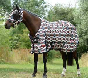 WeatherBeeta ComFiTec Essential Mesh II Standard Neck Fly Sheet DIAMOND NAVAJO PRINT/BLACK  CLOSEOUT