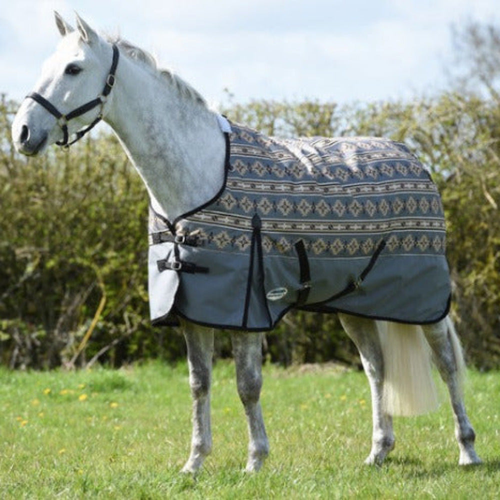 WeatherBeeta ComFiTec Essential Standard Neck Lite Turnout-GREY NAVAJO PRINT-CLOSEOUT - The Carousel Horse 