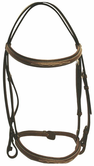Henri de Rivel Advantage Horse Fancy Raised Padded Bridle With Laced Reins - Havana - Horse