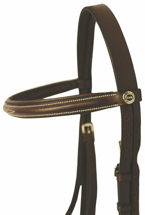 Henri de Rivel Advantage Horse Fancy Raised Padded Bridle With Laced Reins - Havana - Horse