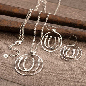 Double Luck Horseshoe Earrings - Silver