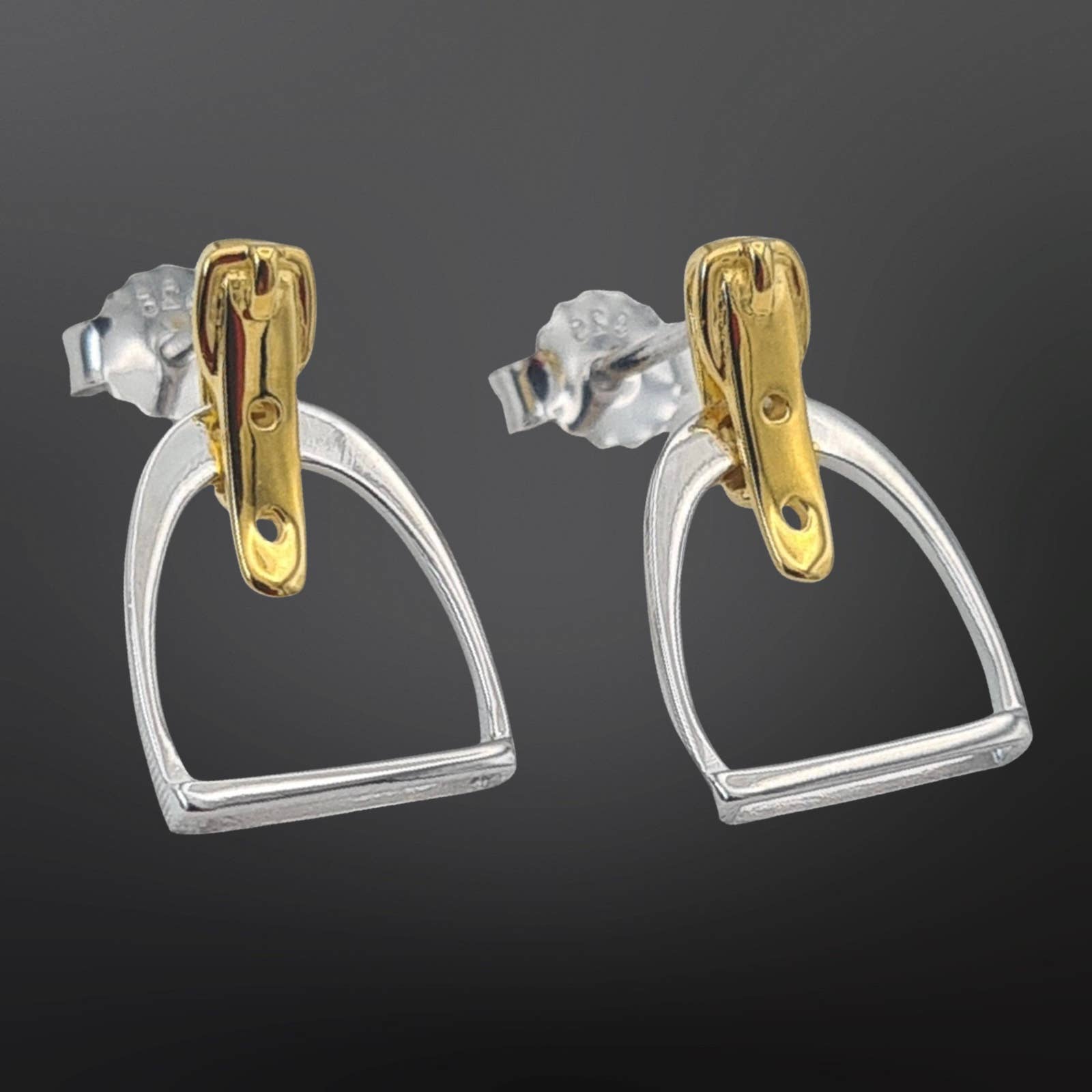 Westrian International - Sterling Silver English Equestrian Stirrup Leathers Earrings