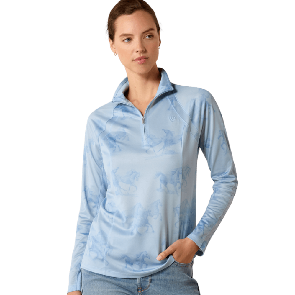 Ariat Ladies Sunstopper 3.0 1/4 Zip Baselayer-St. Tropez Mirage Print - The Carousel Horse 