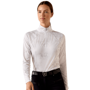 Ariat Ladies Sunstopper 3.0 1/4 Zip Baselayer-White Mirage Print - The Carousel Horse 