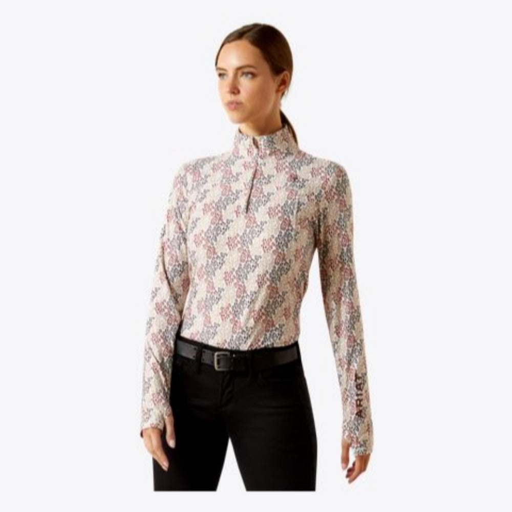 Ariat Womens  Lowell 3.0 1/4 Zip Baselayer- Leafy Print