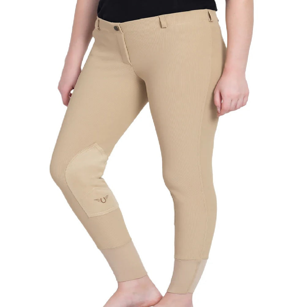 TuffRider Ladies Ribb Lowrise Pull-On Knee Patch Breeches