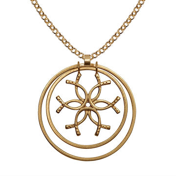 Medallion N Rings Horseshoe Necklace- Gold