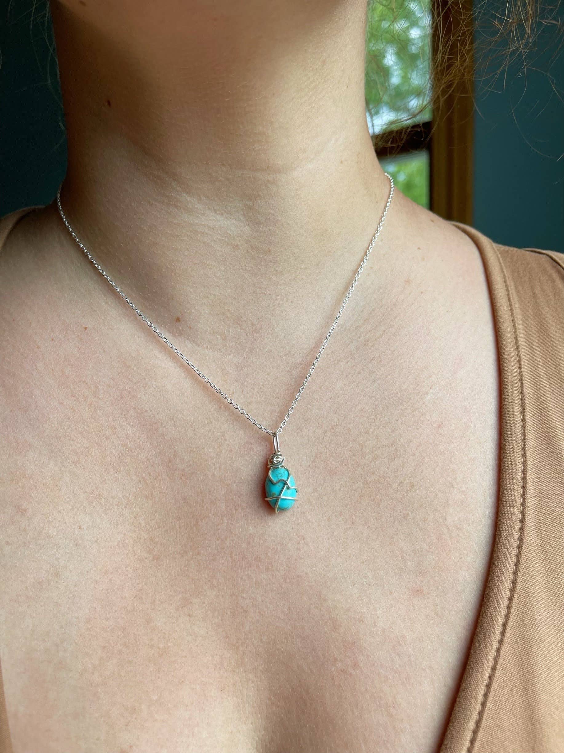 Turquoise Solitaire Necklace – Baby Gold