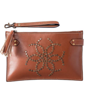 Cavalier Leather Clutch Bag - Chestnut Brown Leather