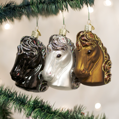 Old World Christmas Glass Horse Head Ornament - CarouselHorseTack.com