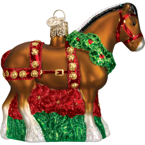 Old World Christmas Holiday Clydesdale Glass Ornament - CarouselHorseTack.com