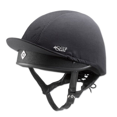 Charles Owen Black 4 Star Jockey Helmet Black 6 3/4 (Size 1 SKULL CAP) NEW WITH DEFECT