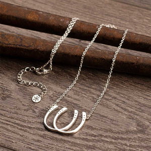 Double Luck Horseshoe Necklace - Silver