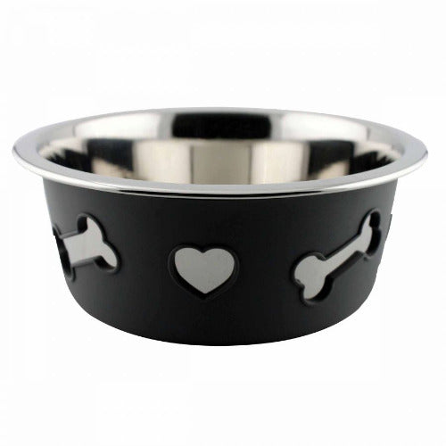 WeatherBeeta Non-Slip Stainless Steel Silicone Bone Dog Bowl