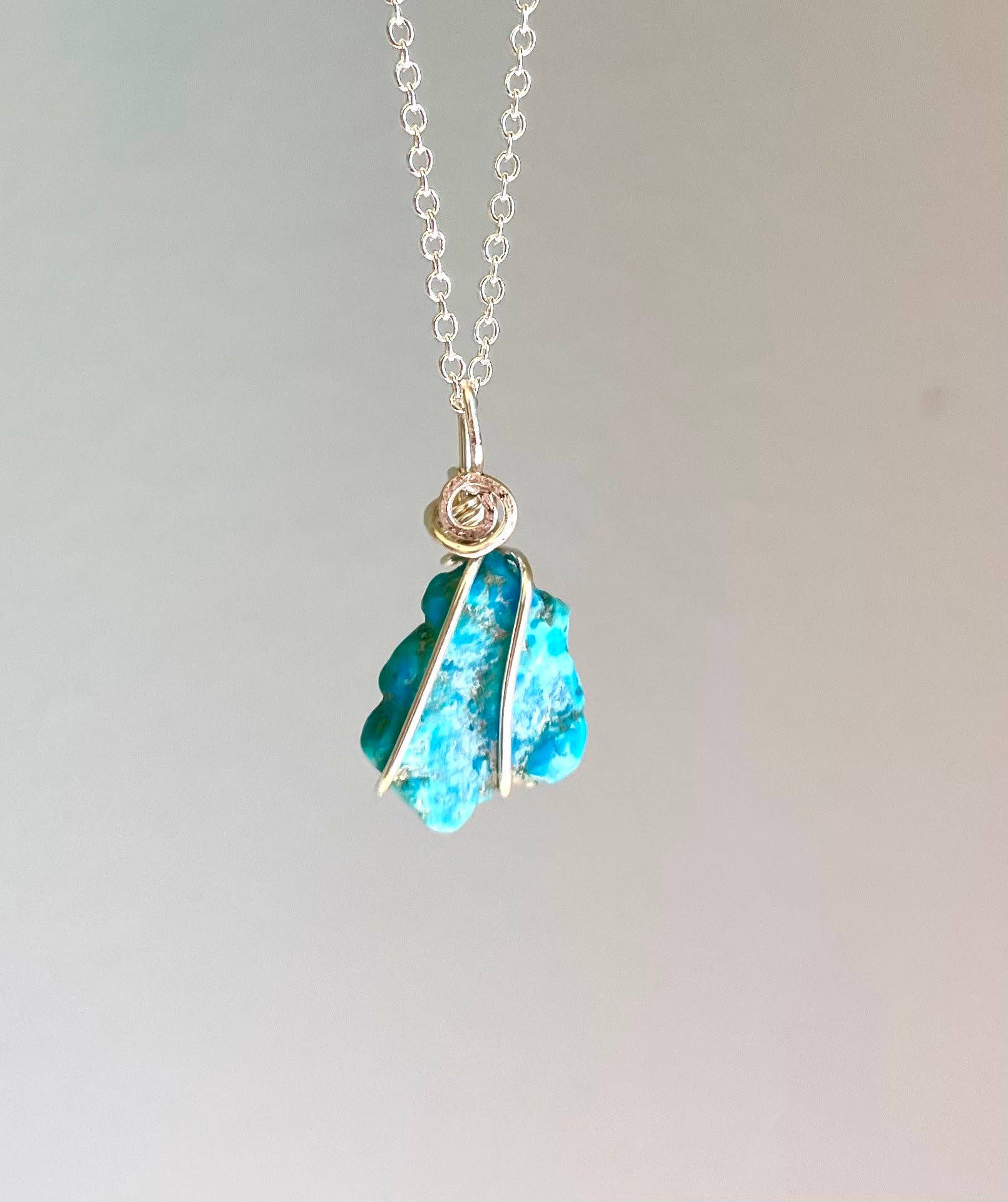 Turquoise Necklace With Sterling Silver Chain Turquoise