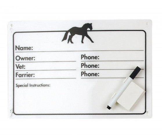 EQUIESSENT Horse Info Stall Plaque w- Dry