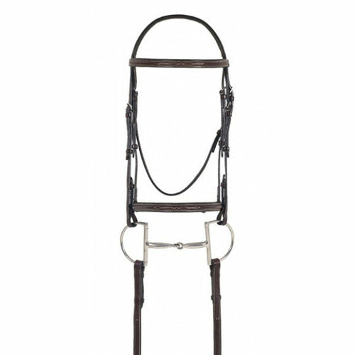 Ovation Elite Collection- Fancy Raised Comfort Crown Padded Bridle with Fancy Raised Laced Reins - CarouselHorseTack.com