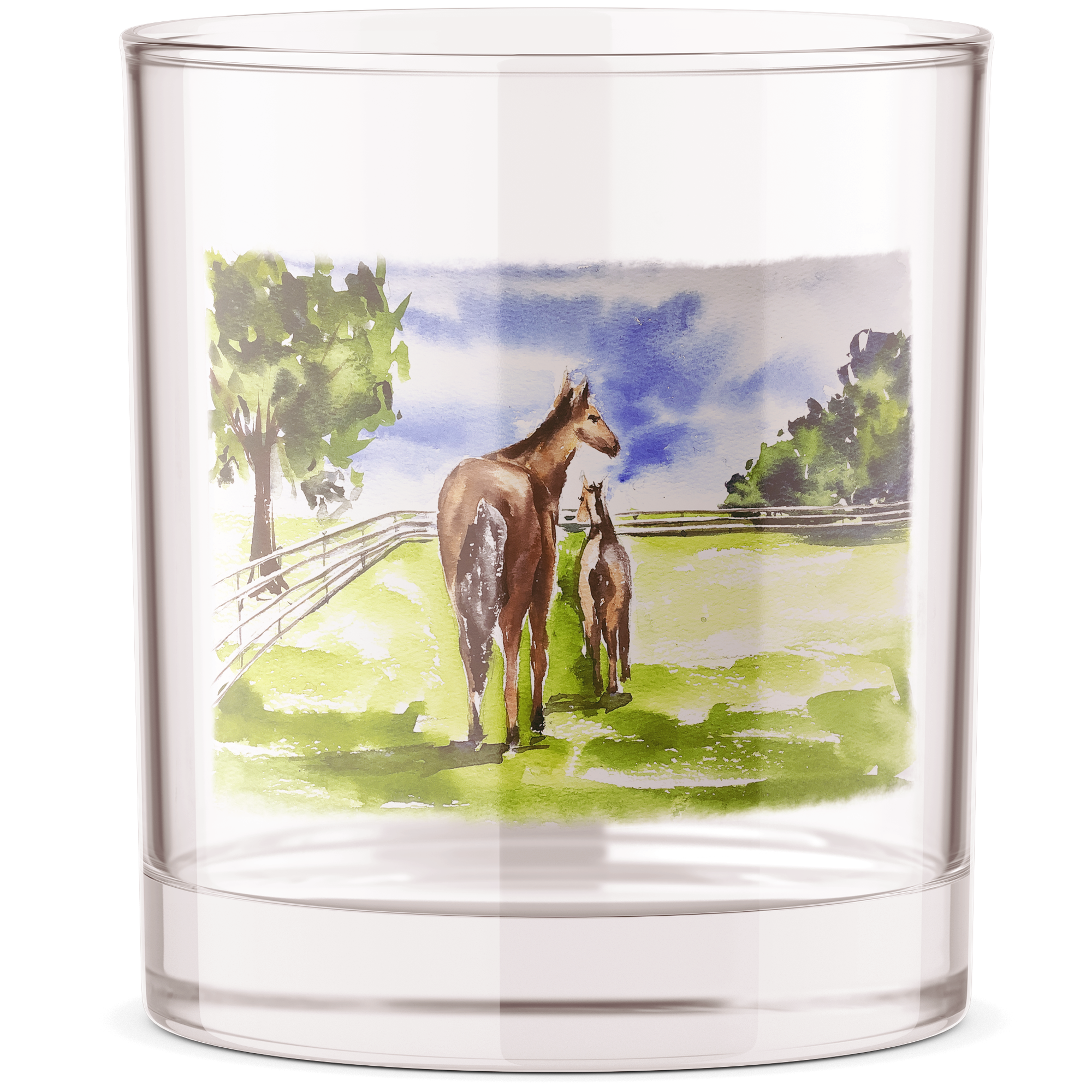 Barrel Down South - Adult and Baby Horse Bourbon Whiskey Rocks Glass