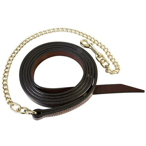 Weaver 6' Single-Ply Leather Lead Rope Brass Plated Swivel Chain