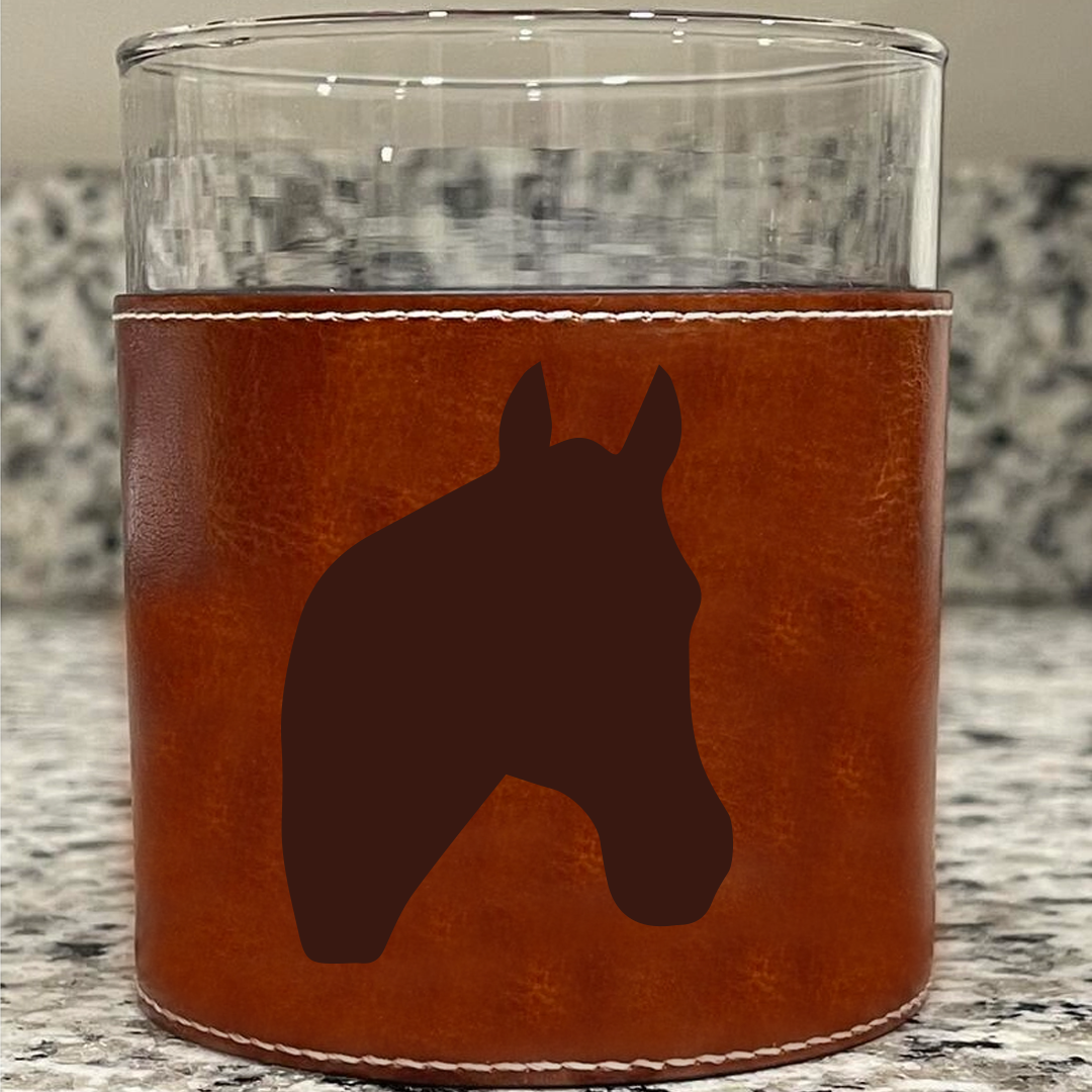 Barrel Down South - Horse Head Faux Leather Rocks Glass