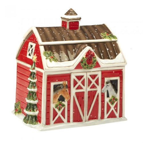 Holiday Barn Cookie Jar