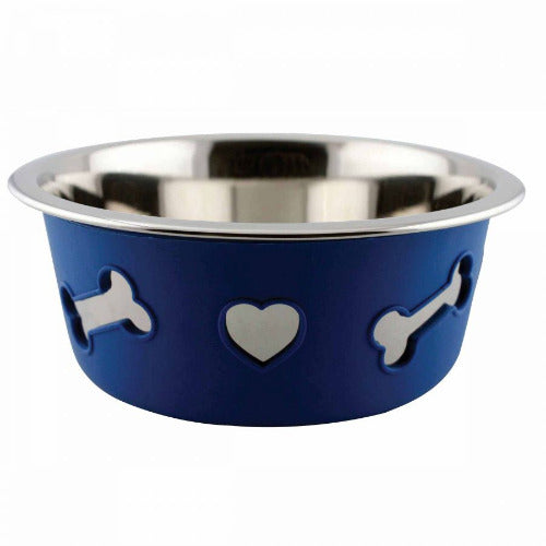 WeatherBeeta Non-Slip Stainless Steel Silicone Bone Dog Bowl