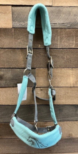 NEW WITH DEFECT- Centaur Fleece Cushion Breakaway Halter GREY/AQUA OVERSIZE