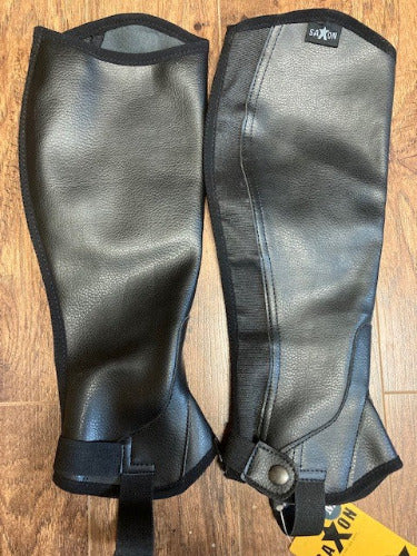 GENTLY USED- Saxon Equileather Adult Half Chaps Black size Medium