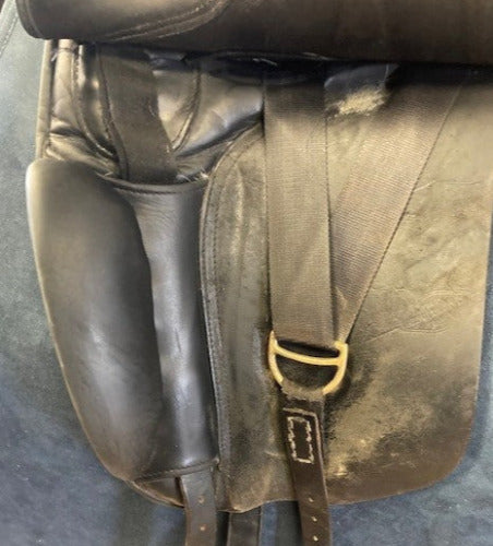 GENTLY USED- HDR Pro Buffalo Leather Dressage Saddle 17in Black wide tree