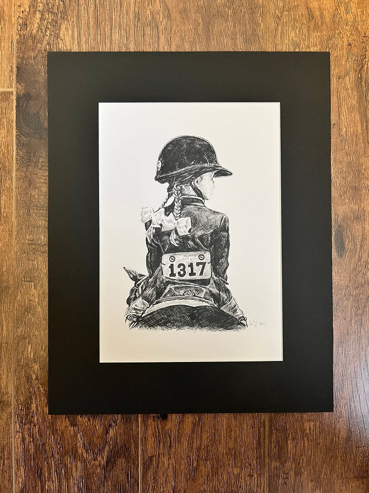 Pen & Ink Matted Print - Pony Rider SALE