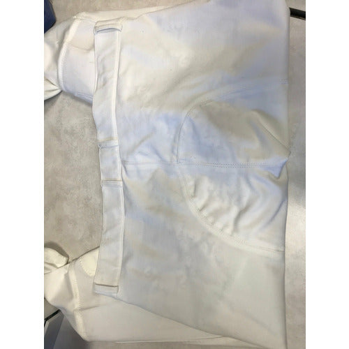 GENTLY USED-Ovation Celebrity Slim Euro Seat Front Zip Knee Patch Ladies Breeches - White 40R -