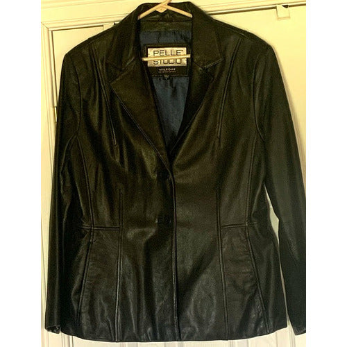 Wilson's Pelle Studio Black Leather Men's Jacket - Size Large