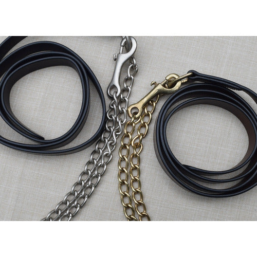 KL Select Red Barn Leather Lead Line with Chain