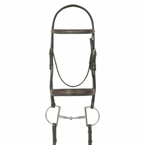 Ovation Elite Collection- Fancy Raised Traditional Crown Flat Wide Nose Padded Bridle with Fancy Raised Lace Reins - CarouselHorseTack.com