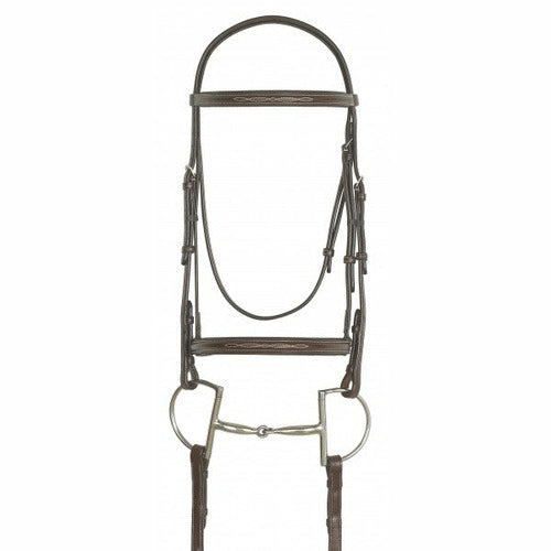 Ovation Elite Collection- Fancy Raised Traditional Crown Padded Bridle with Raised Fancy Laced Reins