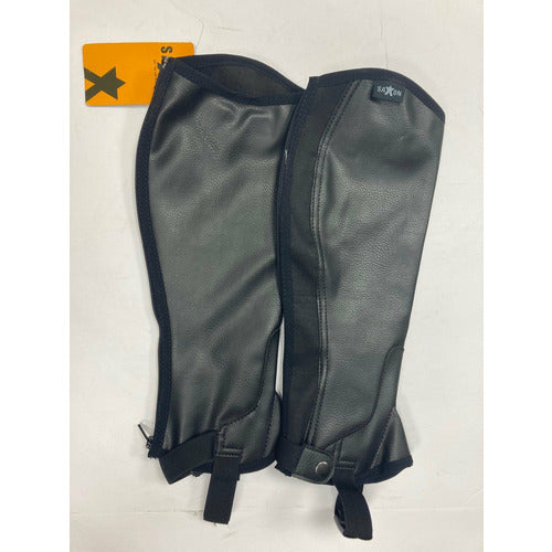 GENTLY USED- Saxon Equileather Half Chaps Black Medium Adult