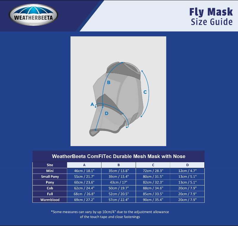 Weatherbeeta Comfitec Durable Mesh Mask with Nose CLOSEOUT