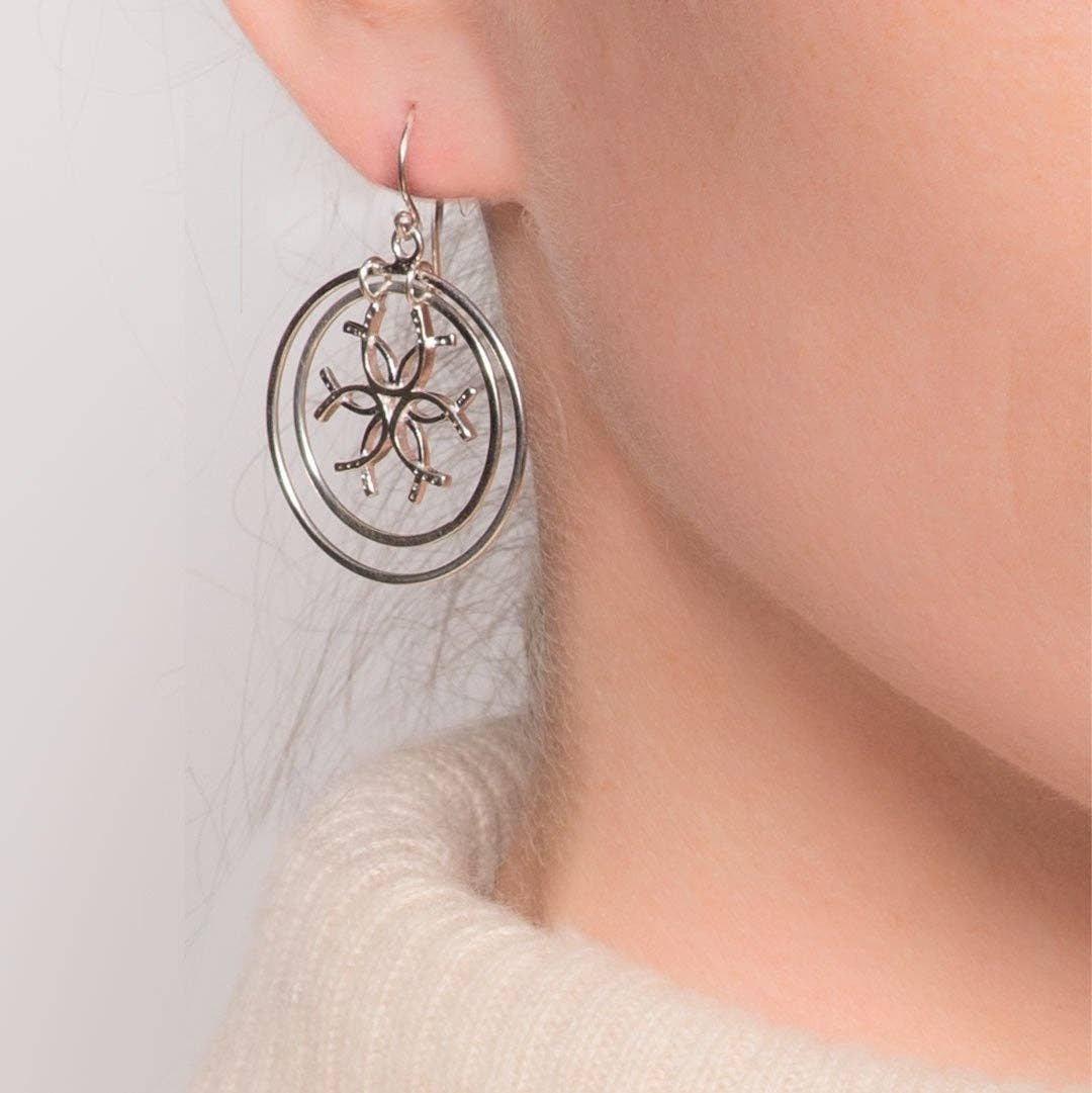 Medallion Horseshoe Earrings - Silver