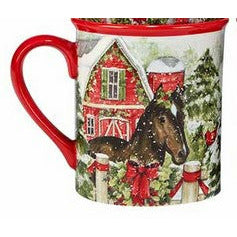 Snowy Farm Horse Coffee Mug 16oz