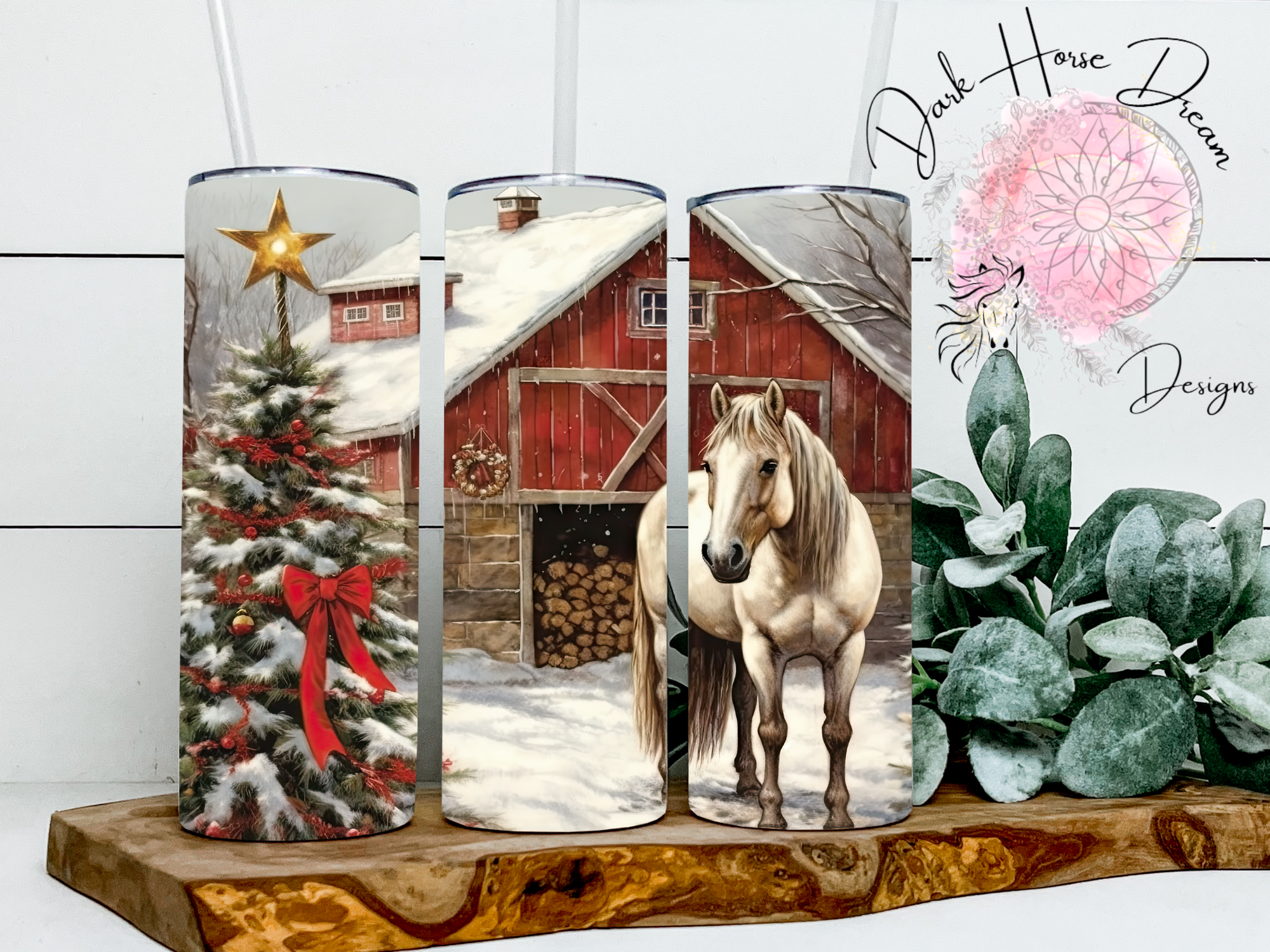 Rustic Horse Barn/Farm Christmas Tumbler