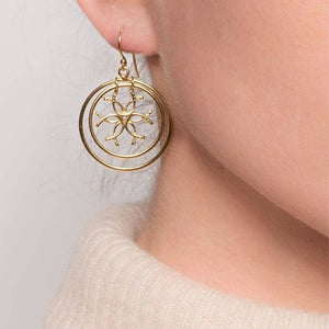 Medallion Horseshoe Earrings- Gold
