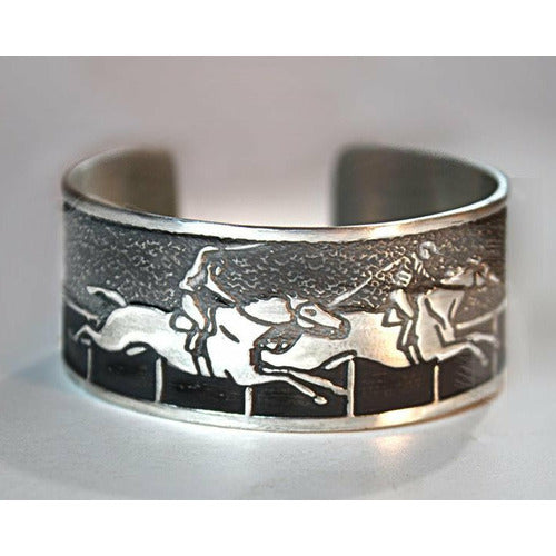 Horse Lady Gifts Silver Cuff Bracelet