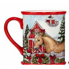 Snowy Farm Horse Coffee Mug 16oz
