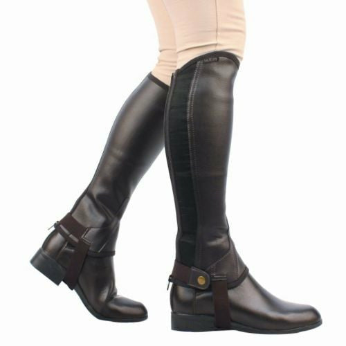 Saxon Childs Equileather Black Half Chaps - CarouselHorseTack.com