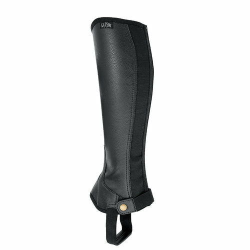 Saxon Equileather Black Half Chaps - CarouselHorseTack.com