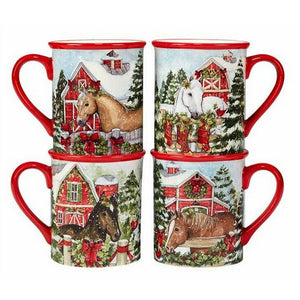 Snowy Farm Horse Coffee Mug 16oz