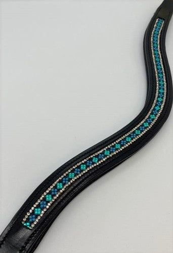 KL Select Black Oak Curved Emerald City Browband-CLOSEOUT