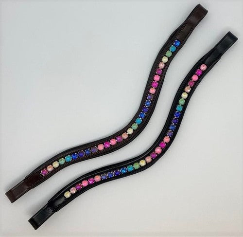 KL Select Black Oak Curved Rainbow Sprinkles Browband-CLOSEOUT