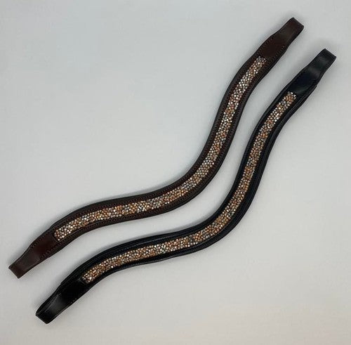 KL Select Black Oak Curved Stormy Rose Browband-CLOSEOUT